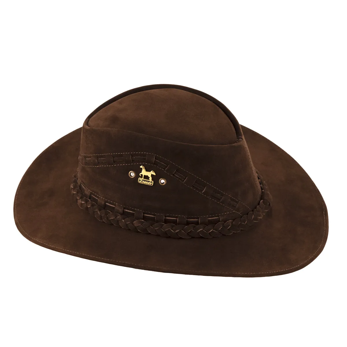 Brunello's Western Leather Hat in Coffee Brown