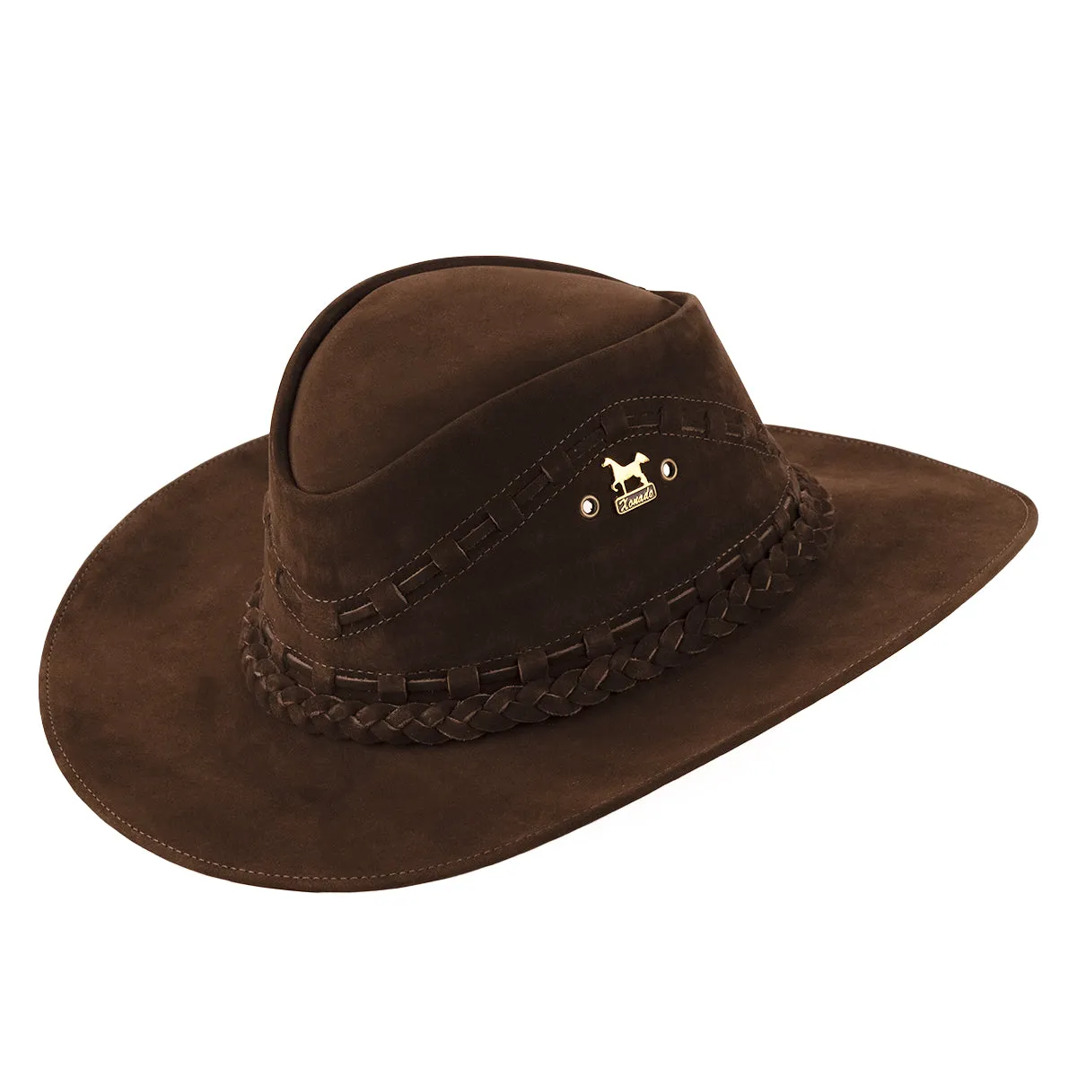 Brunello's Western Leather Hat in Coffee Brown