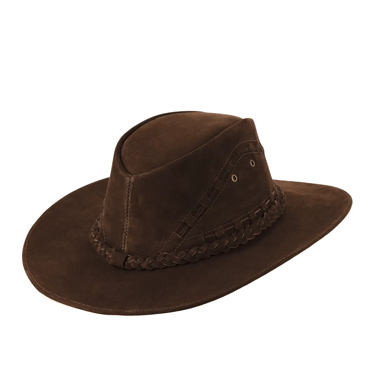 Brunello's Western Leather Hat in Coffee Brown