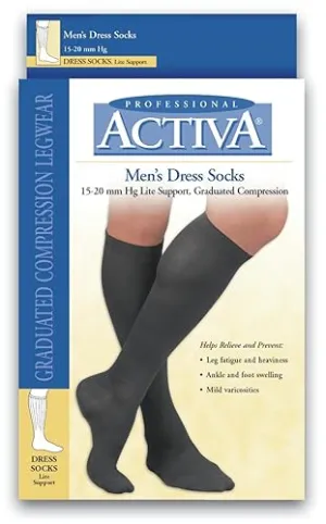 Bsn Medical Activa Mens Dress Socks Socks Mens Dress 15-20 Kneehigh Ct Blk Lrg 1/Pr