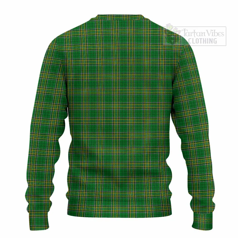 Burt Irish Clan Tartan Knitted Sweater with Coat of Arms