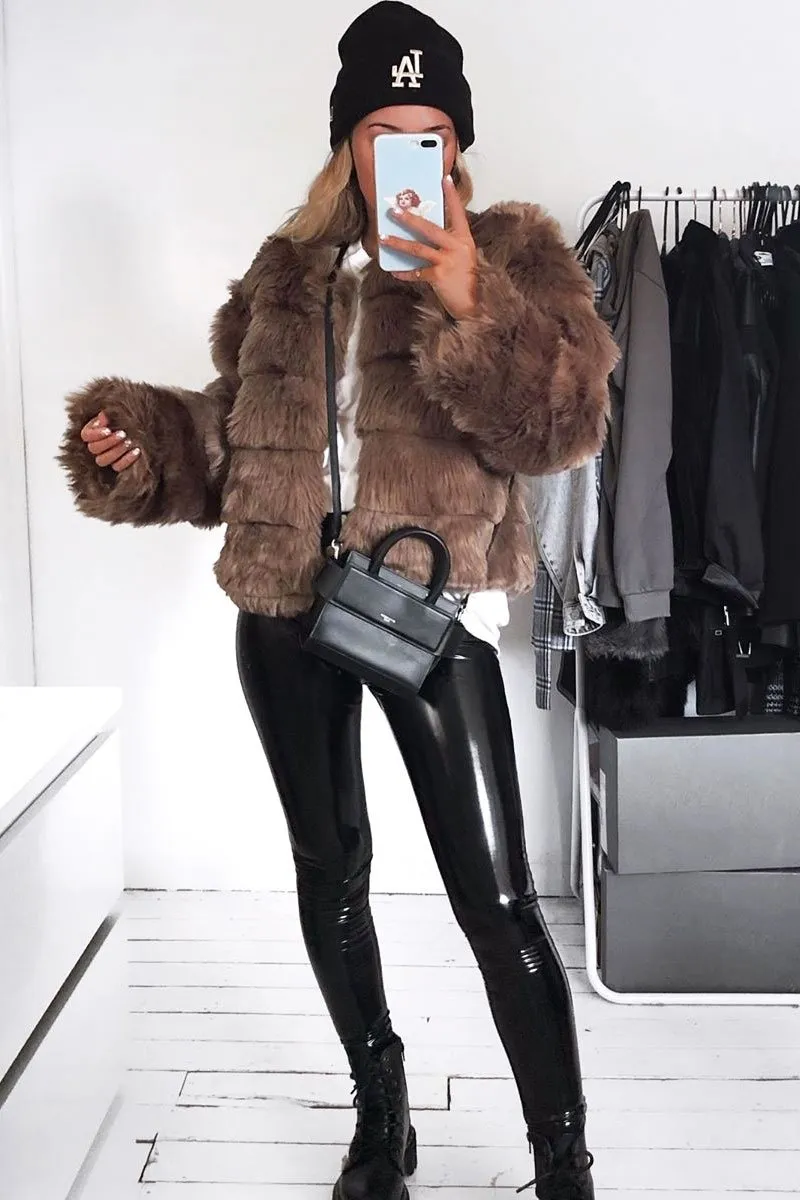 Camel Faux Fur Jacket - Estelle