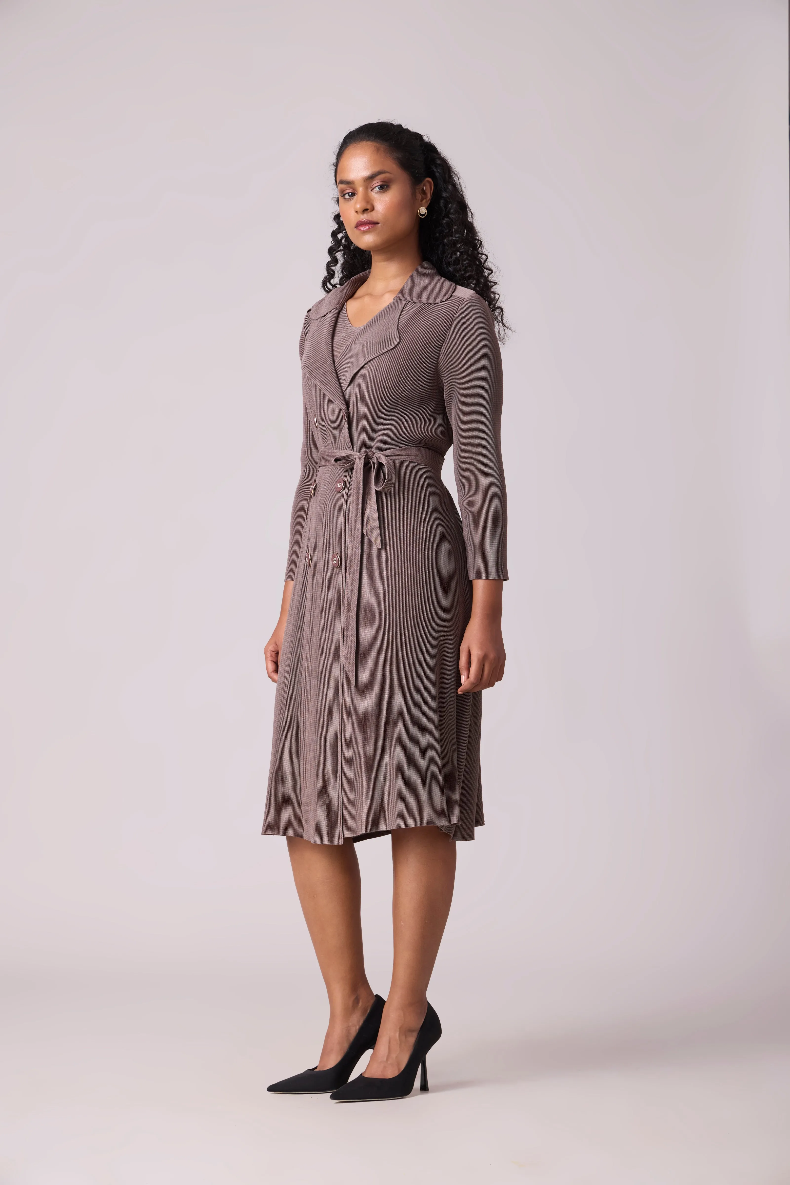 Camren Overlay Dress - Dark Taupe