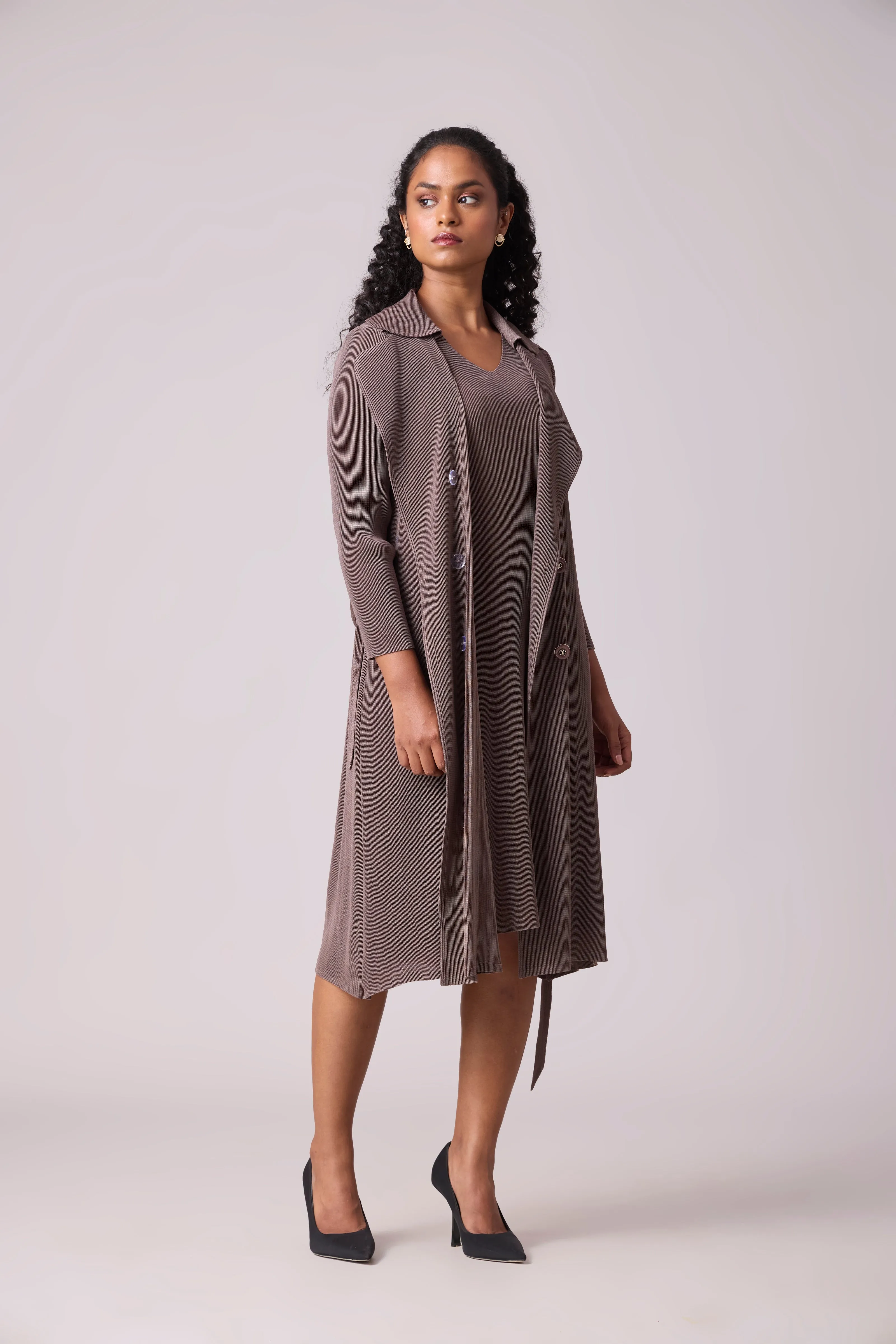 Camren Overlay Dress - Dark Taupe