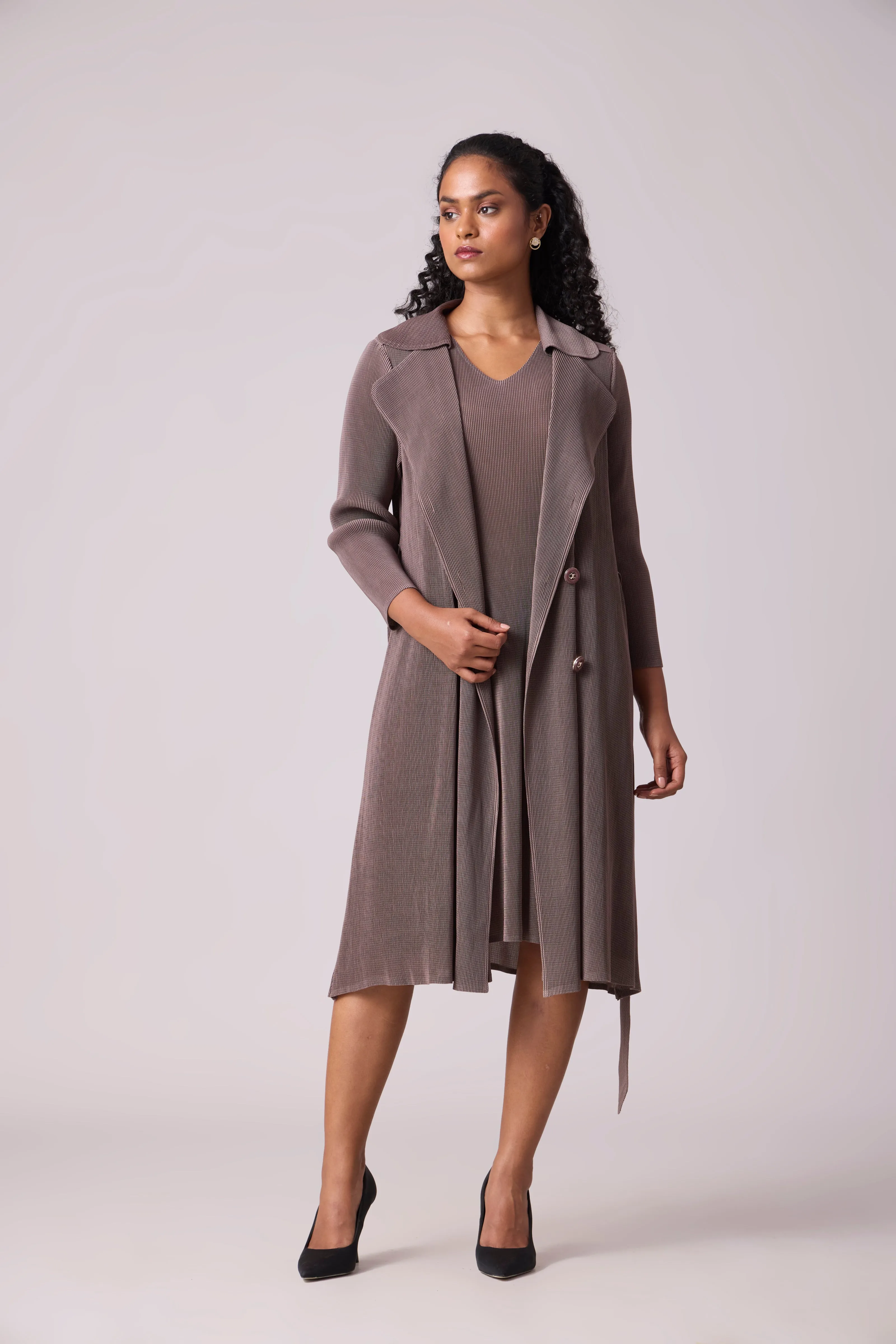 Camren Overlay Dress - Dark Taupe