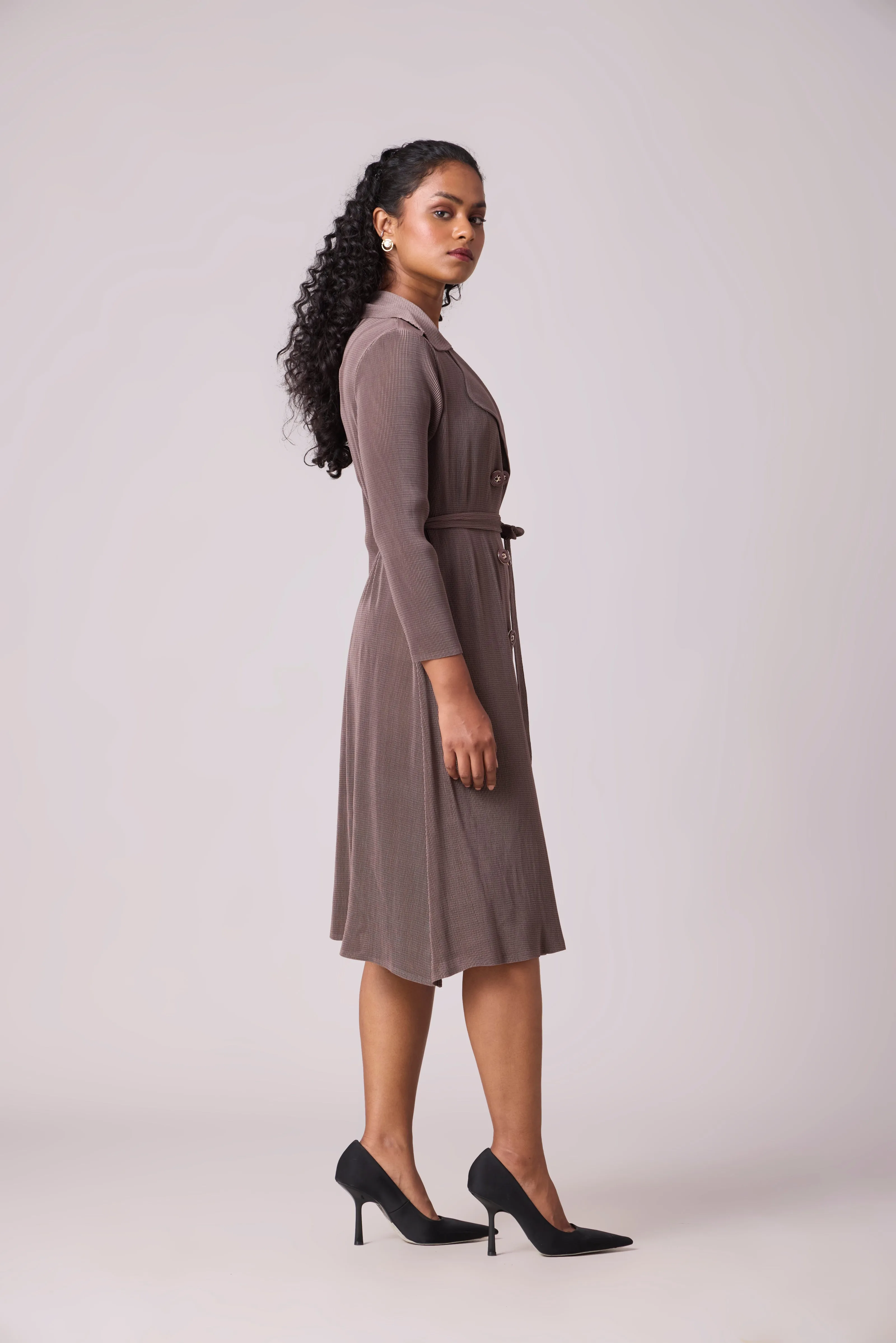 Camren Overlay Dress - Dark Taupe