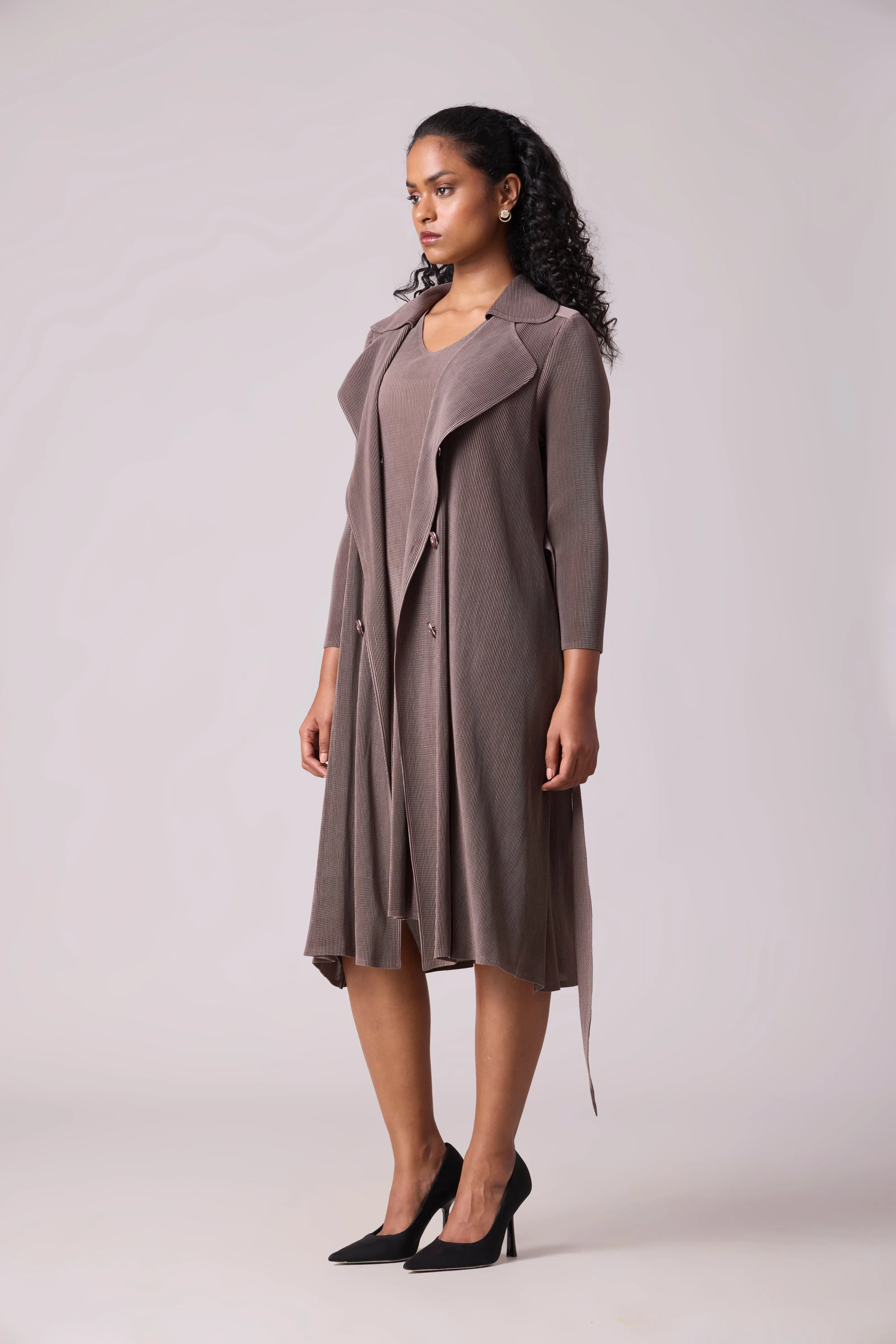 Camren Overlay Dress - Dark Taupe