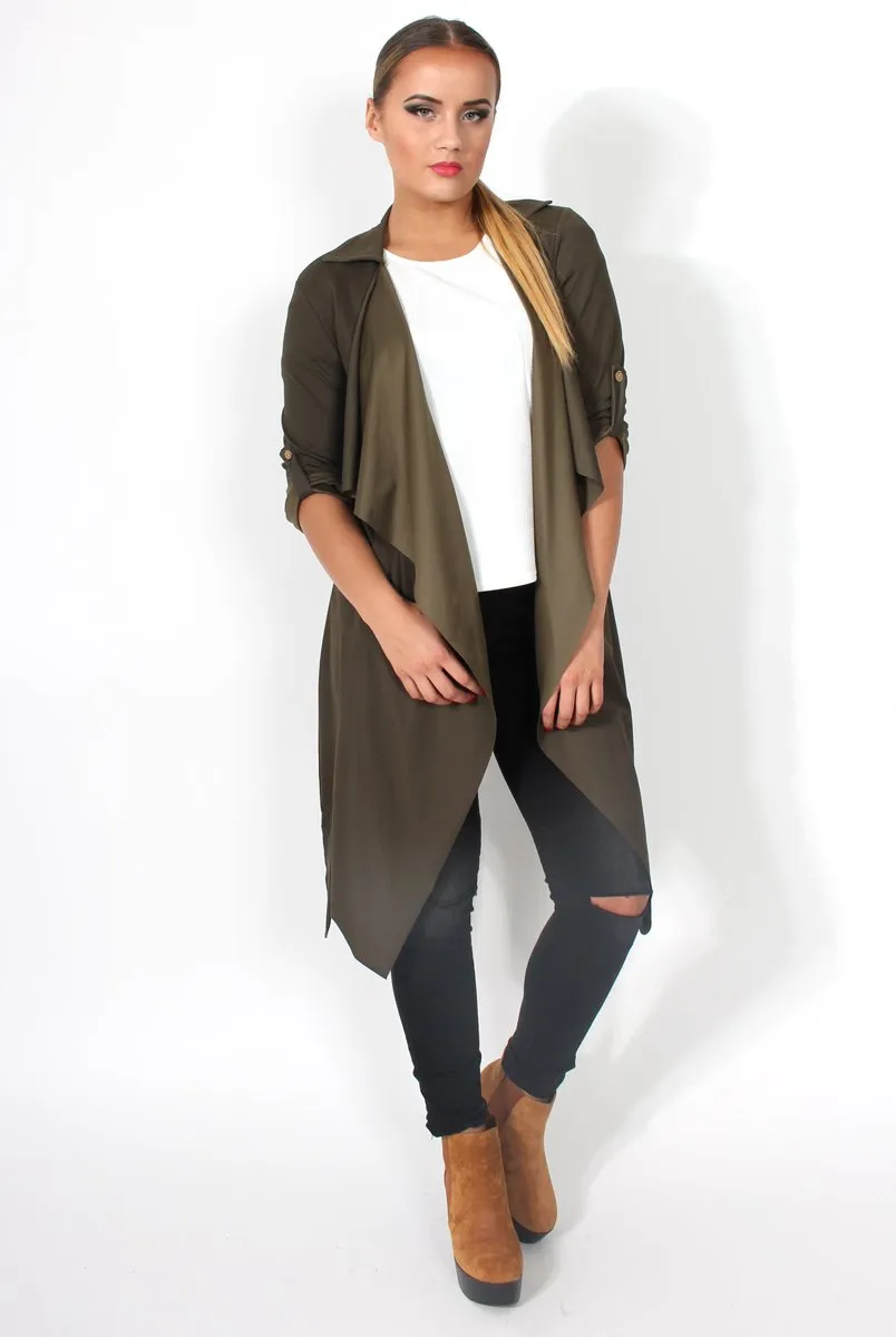 Caroline Khaki Waterfall Jacket