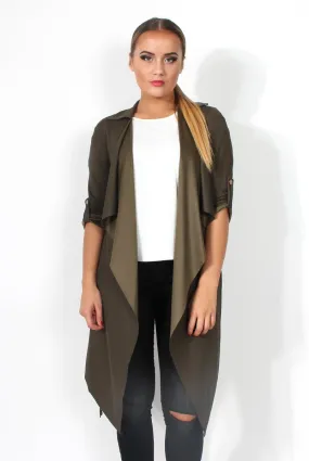 Caroline Khaki Waterfall Jacket