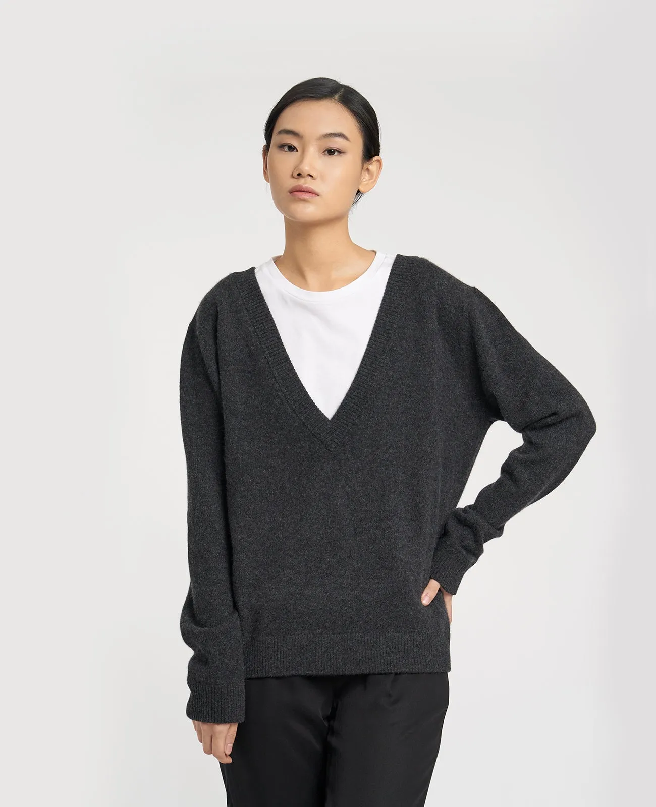 Cashmere Double V-Neck Sweater