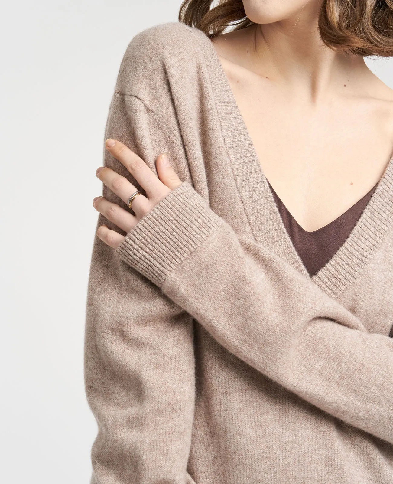 Cashmere Double V-Neck Sweater