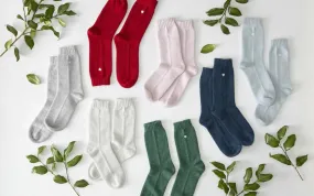 Cashmere Socks with Heart Embroidery by Matouk