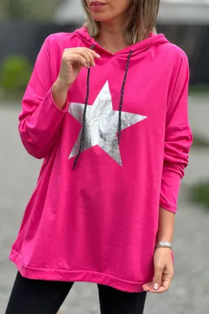 Casual The stars Draw String Hooded Collar Tops