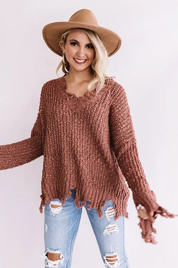 Catching Fall Feels Knit Sweater In Rustic Rose