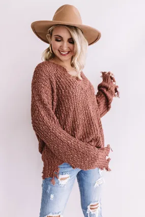 Catching Fall Feels Knit Sweater In Rustic Rose