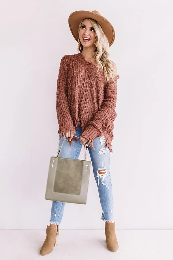 Catching Fall Feels Knit Sweater In Rustic Rose