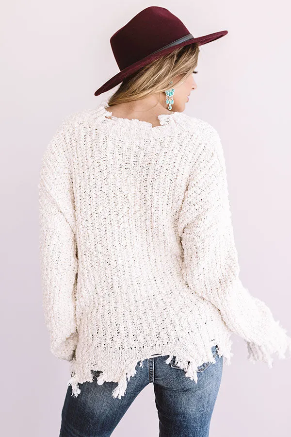 Catching Fall Feels Knit Sweater In White