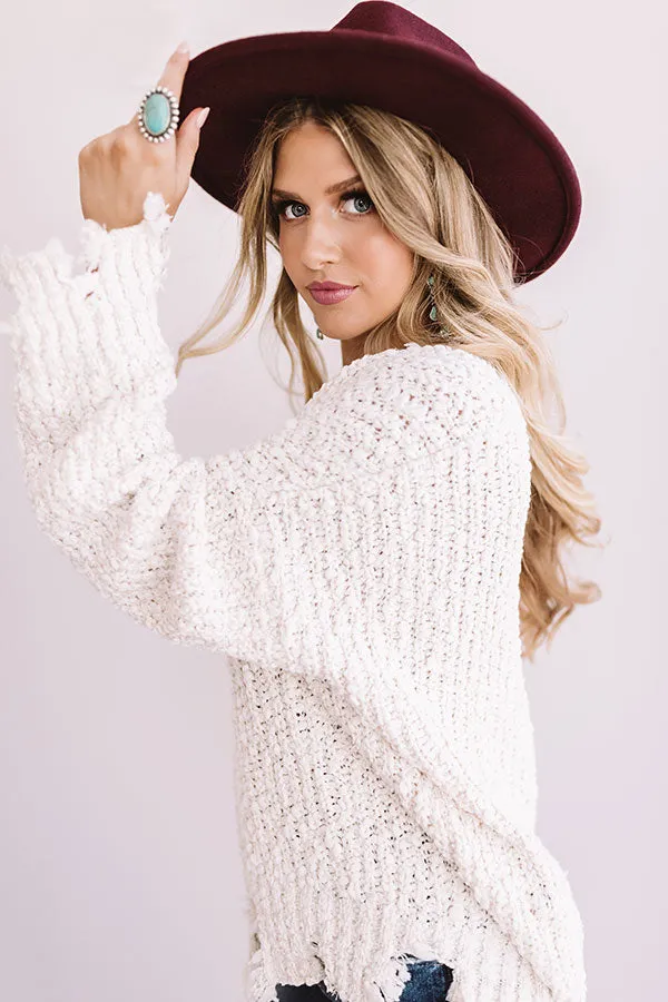 Catching Fall Feels Knit Sweater In White