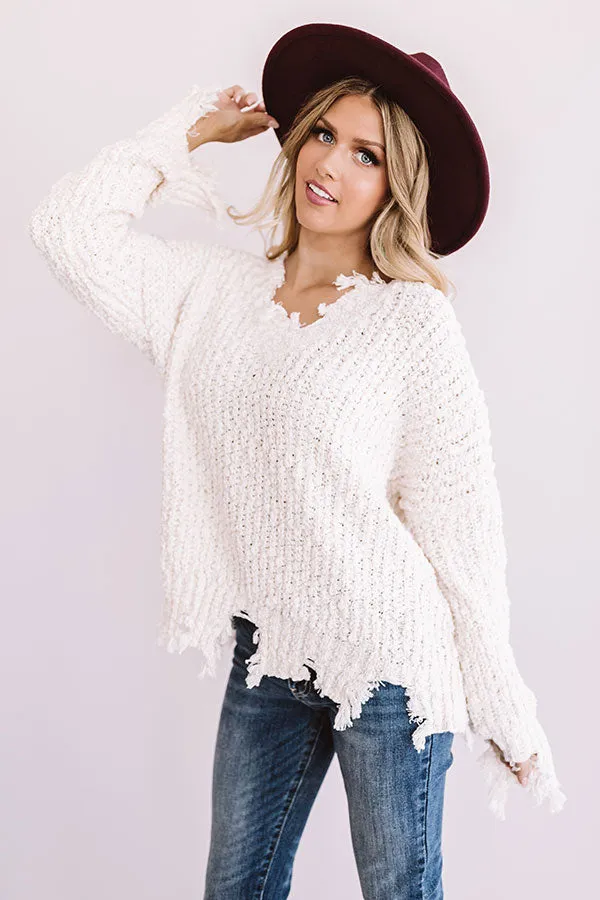 Catching Fall Feels Knit Sweater In White