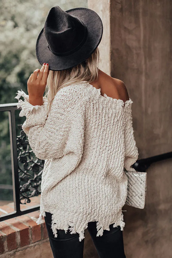 Catching Fall Feels Knit Sweater In White