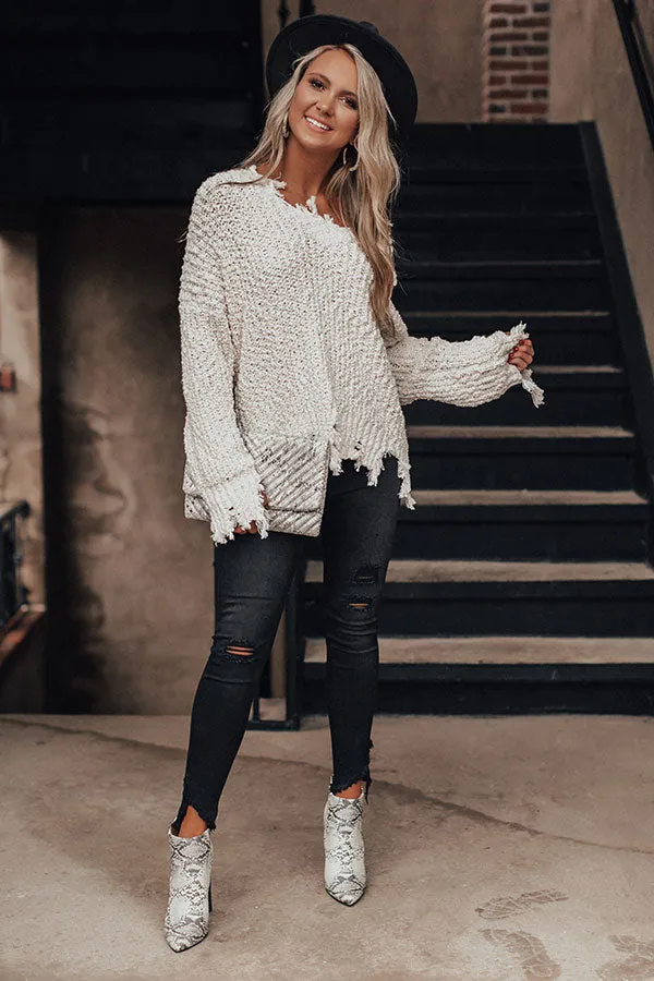 Catching Fall Feels Knit Sweater In White