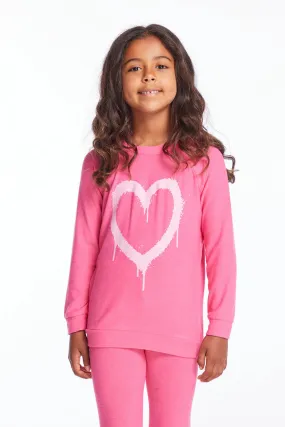 CHA Pink Graffiti Heart Pullover