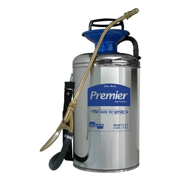 CHAPIN Premier Pro 1253 Handheld Sprayer, 2 gal Tank, Stainless Steel Tank, 42 in L Hose, Silver