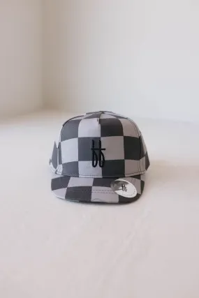 Children's Trucker Hat | Black & Grey Checkerboard