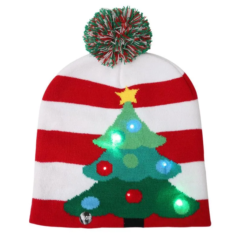 Christmas Hat LED Knitted Beanie Light Up Illuminate Warm Hat For Kids Adults New Year Christmas Decoration