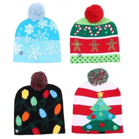 Christmas Hat LED Knitted Beanie Light Up Illuminate Warm Hat For Kids Adults New Year Christmas Decoration