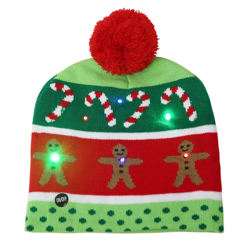 Christmas Hat LED Knitted Beanie Light Up Illuminate Warm Hat For Kids Adults New Year Christmas Decoration