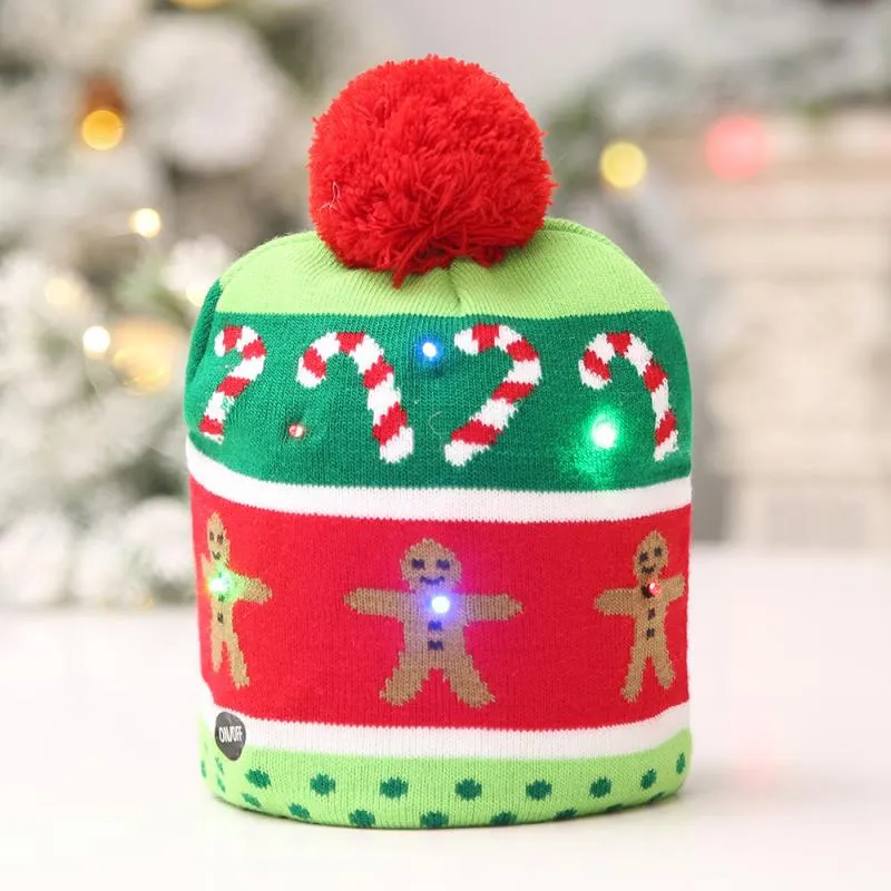 Christmas Hat LED Knitted Beanie Light Up Illuminate Warm Hat For Kids Adults New Year Christmas Decoration