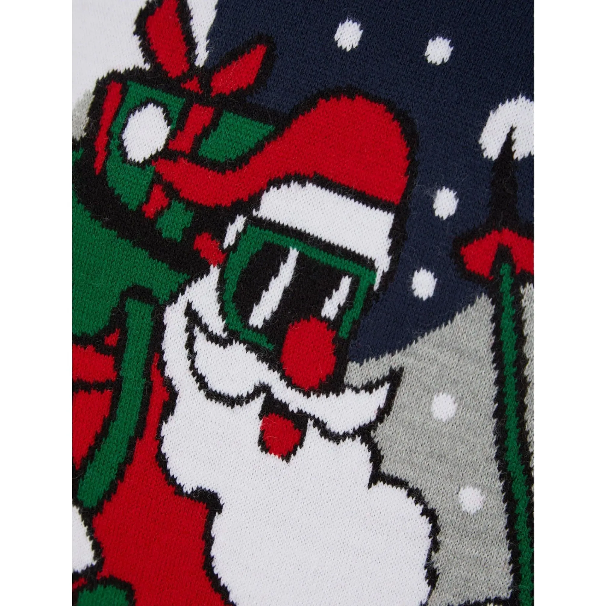 Christmas Skiing Santa Motif Mens Christmas Jumper - Navy