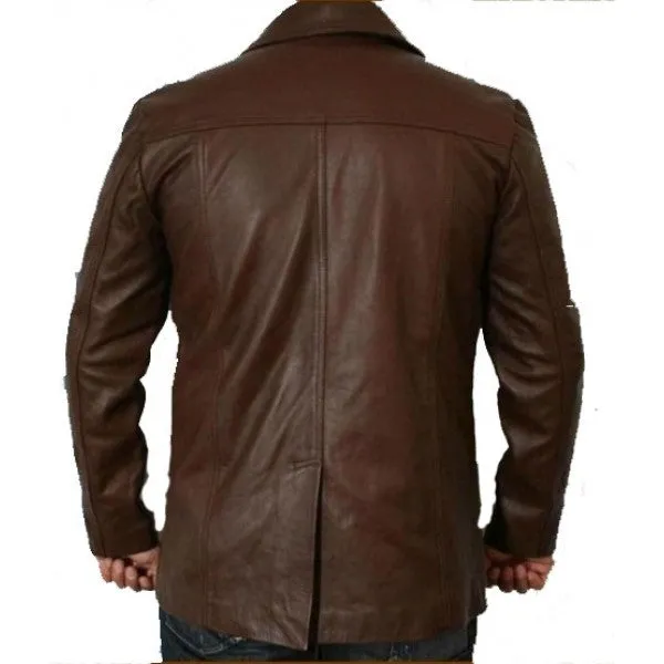 Classic Button Style Antique Brown Leather Jacket Fashion Biker