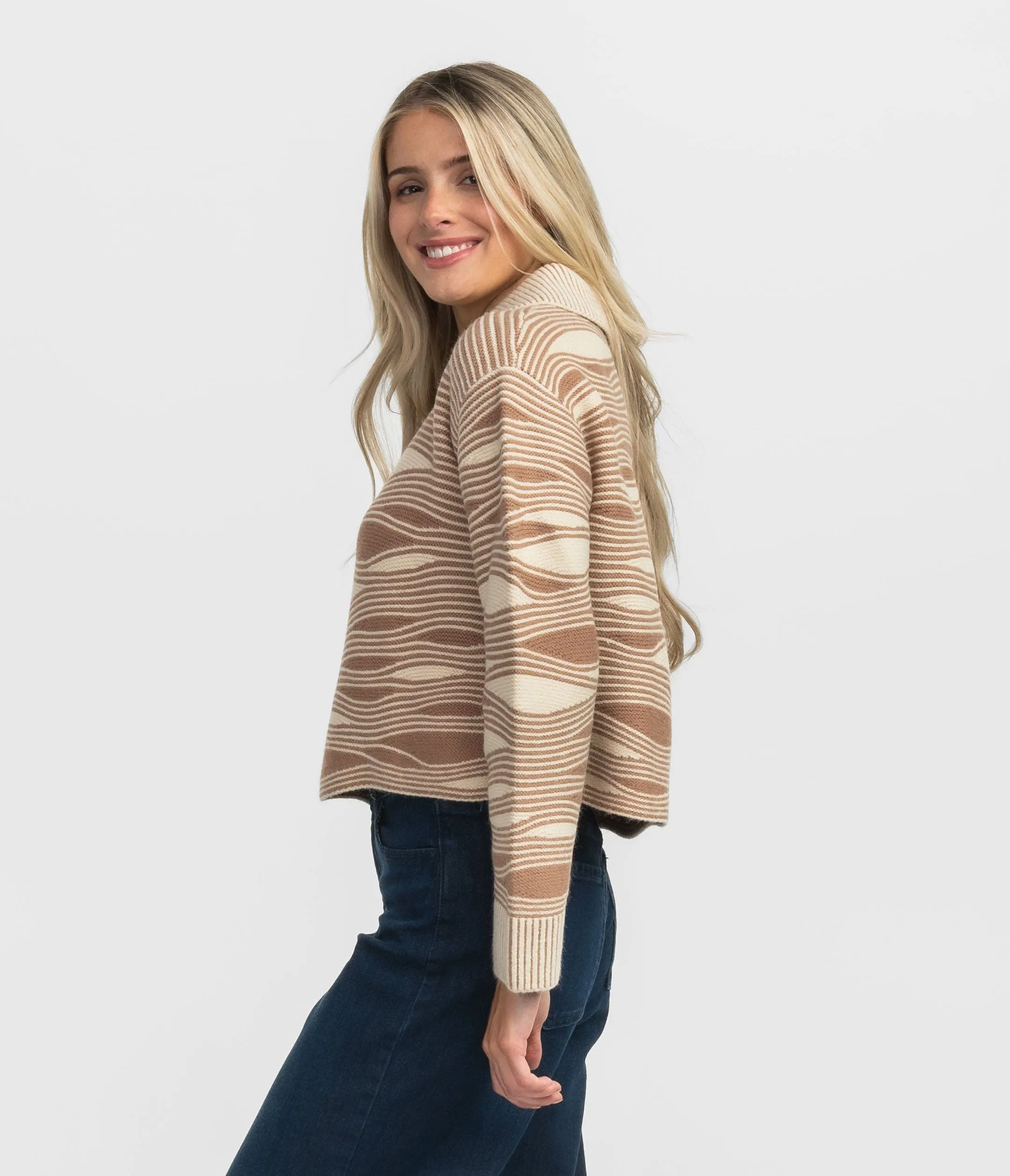 Convertible Collar Sweater - Taupe