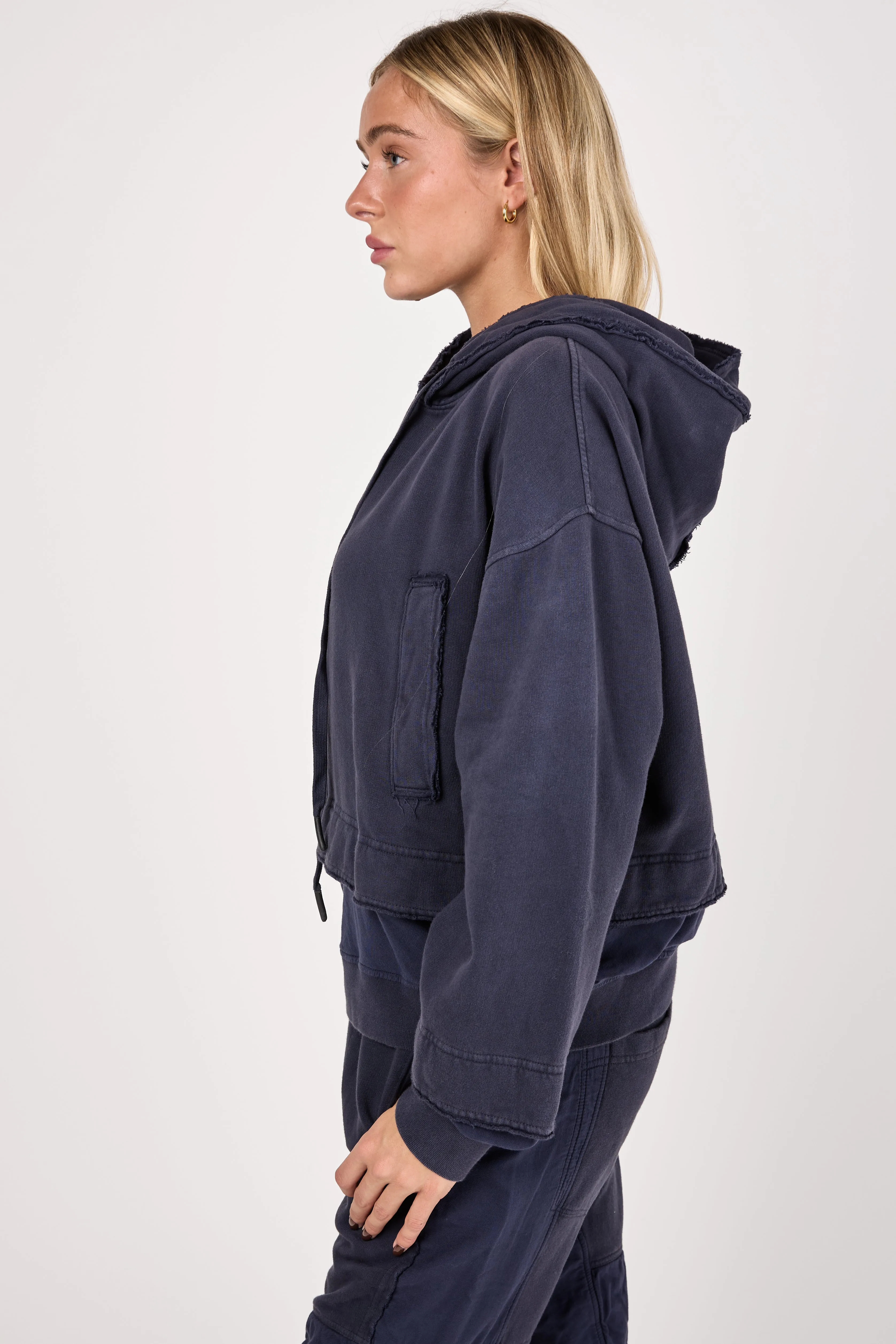 Cotton Hoodie in Purple Blue