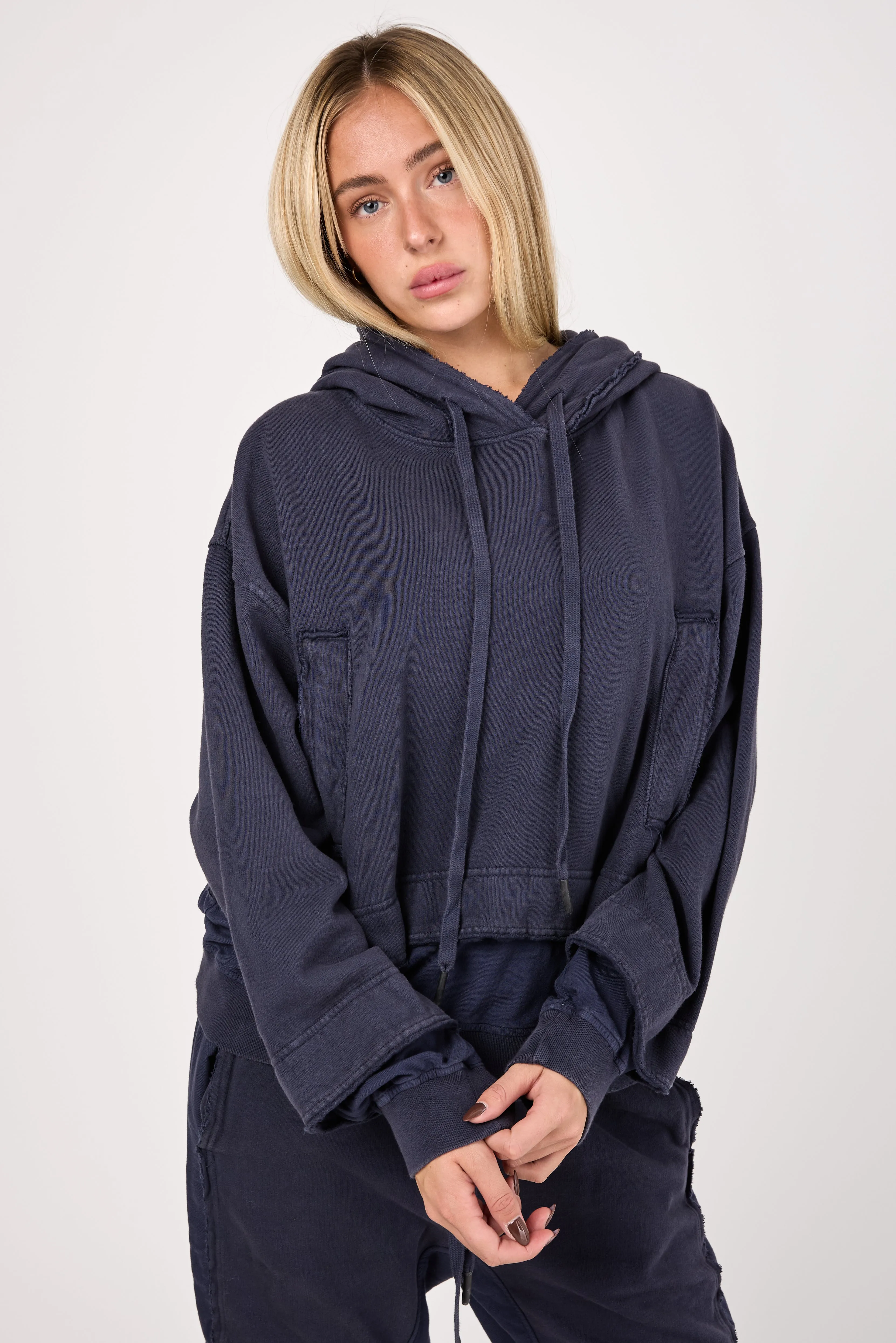 Cotton Hoodie in Purple Blue