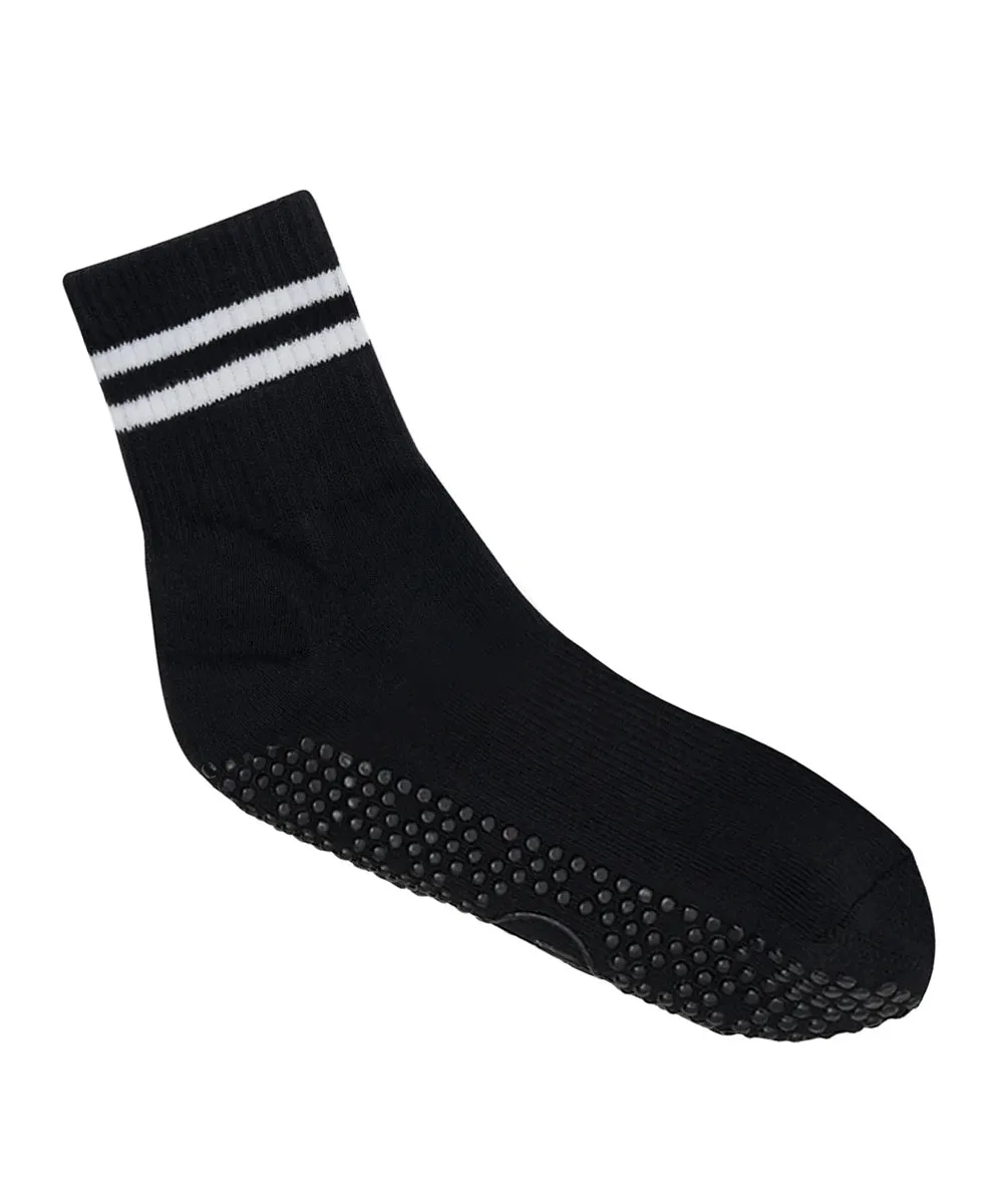 Crew Non Slip Grip Socks - Sporty Stripe Black