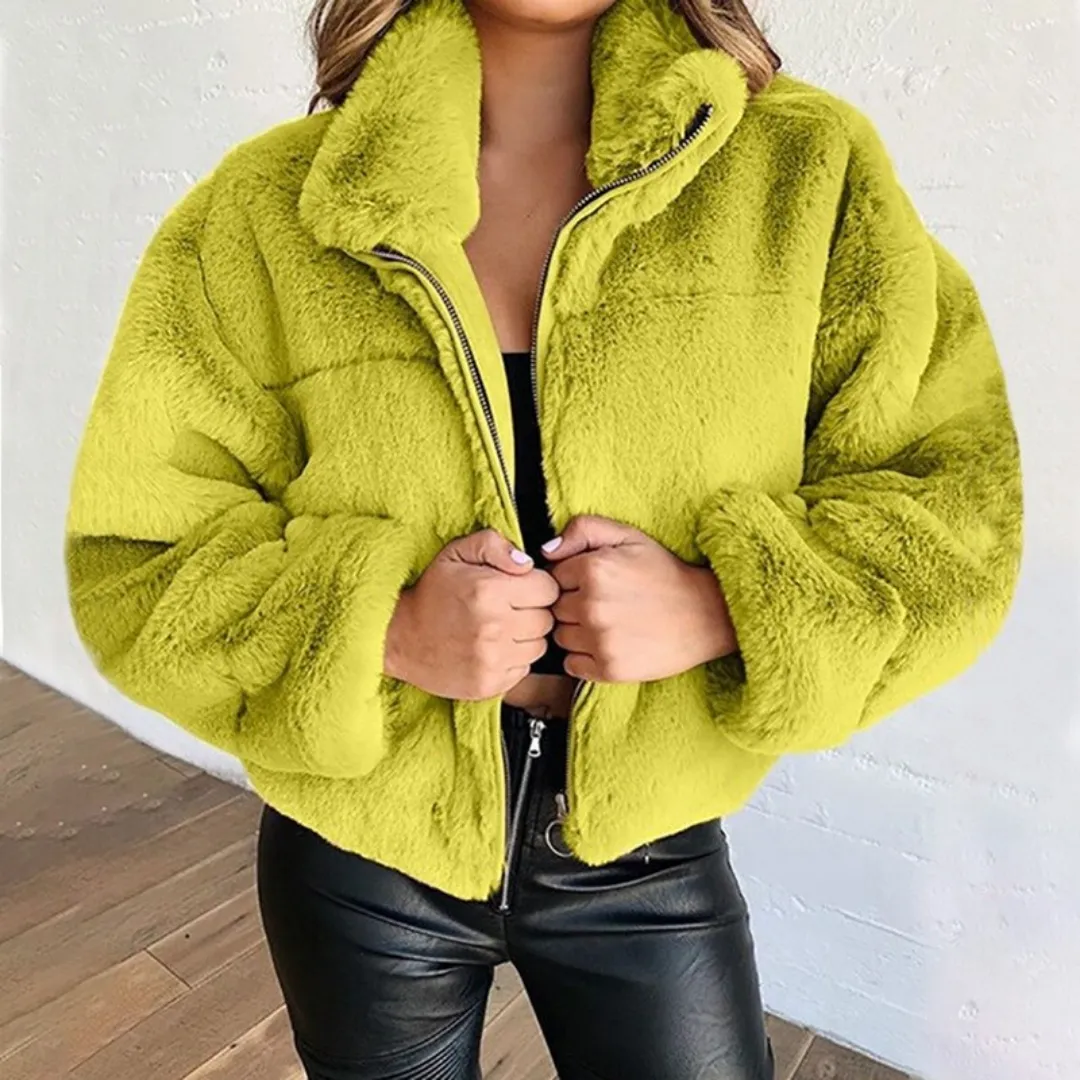 Cropped Bomber Fleece Jacket