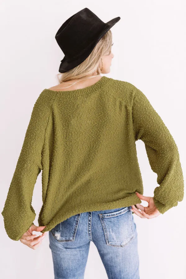 Cue The Casual Knit Sweater In Olive