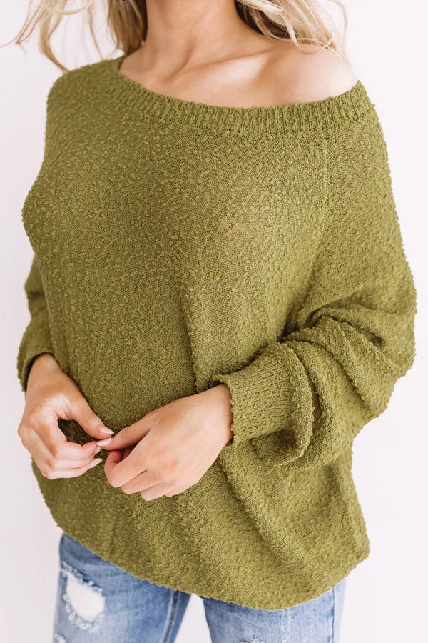 Cue The Casual Knit Sweater In Olive