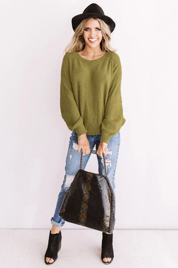 Cue The Casual Knit Sweater In Olive