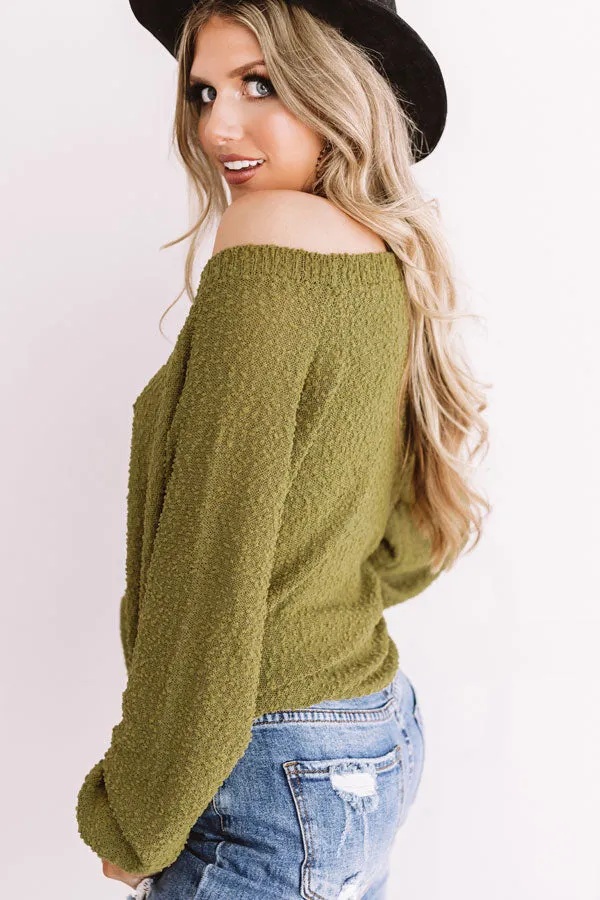 Cue The Casual Knit Sweater In Olive