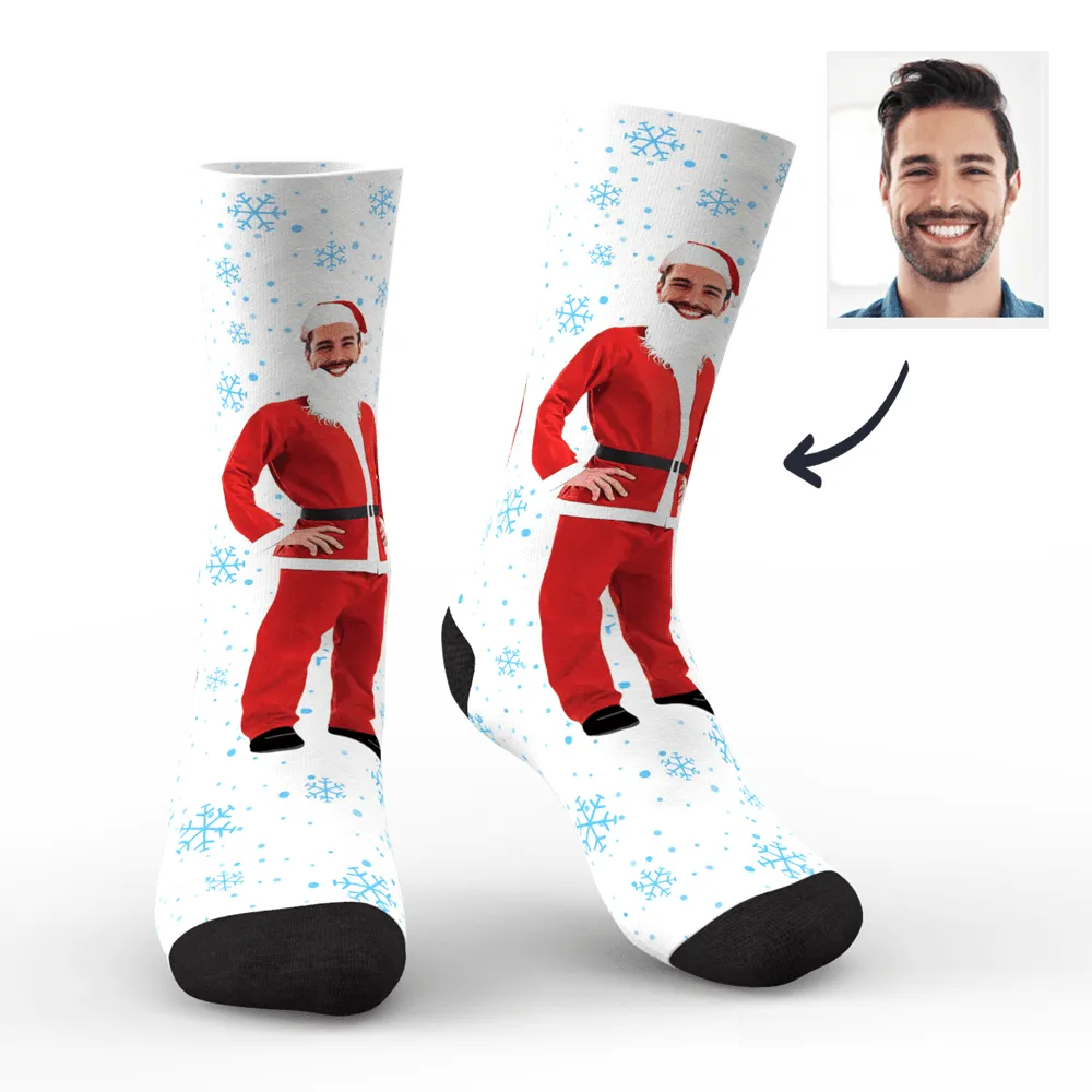 Custom Face On Santa Claus Body Socks