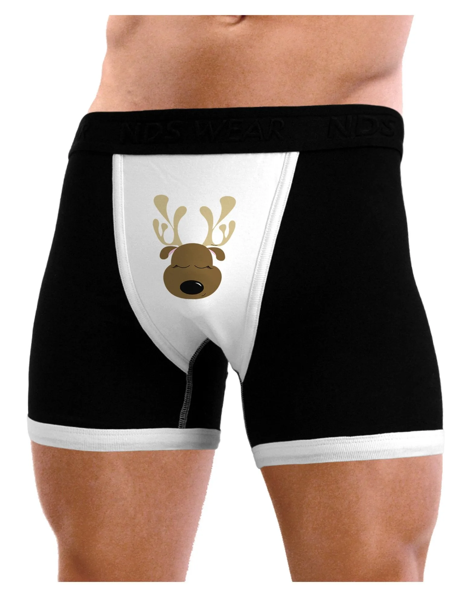 Cute Reindeer Face Christmas Mens Boxer Brief Underwear