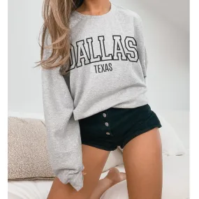 Dallas Texas Crewneck Sweatshirt, Retro Varsity Dallas Design, Trendy Pullover, Oversize Design Pullover