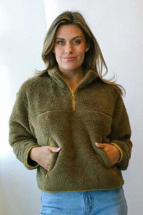 Dark Olive Recycled Half-Zip Fleece