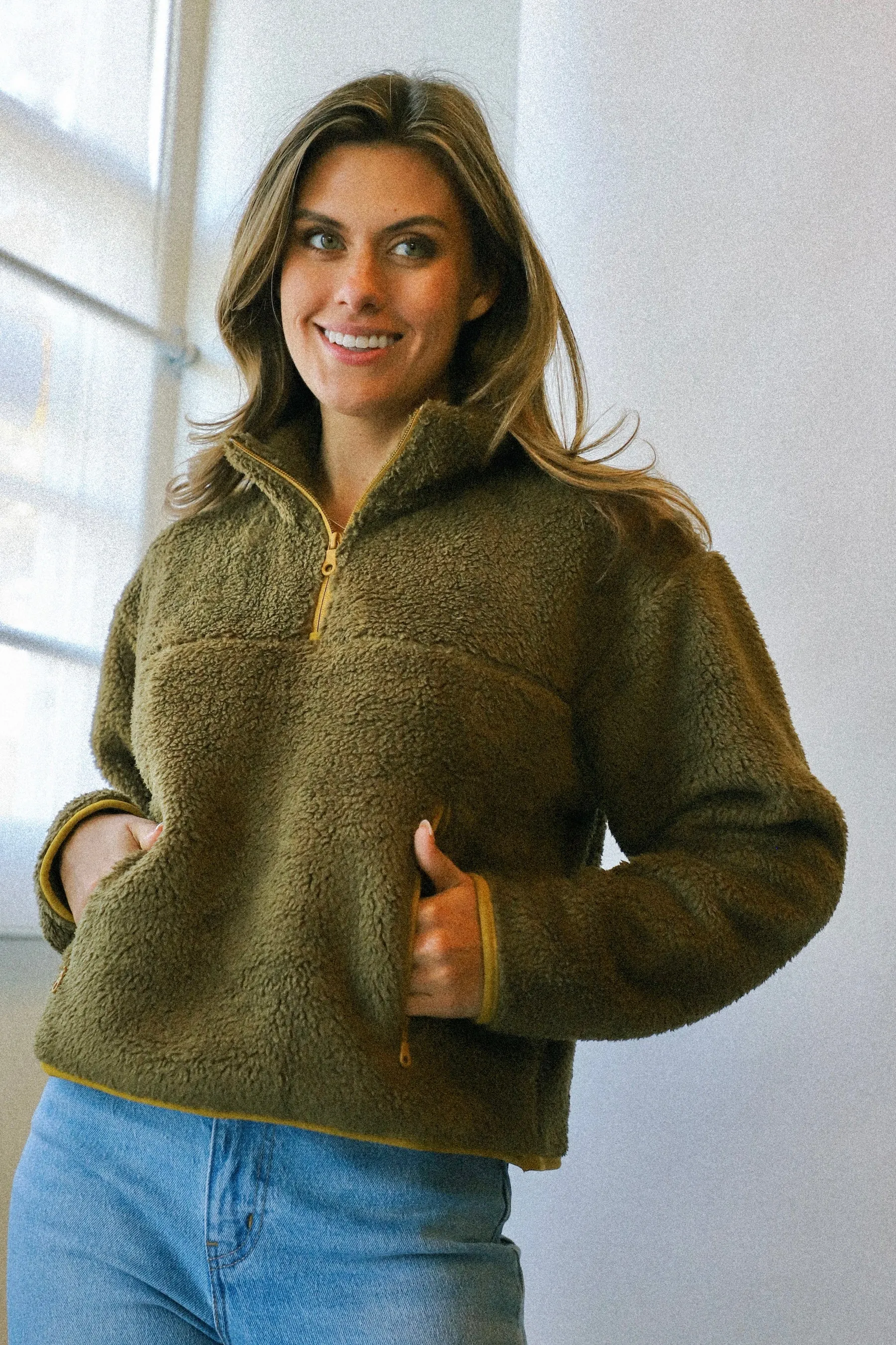 Dark Olive Recycled Half-Zip Fleece