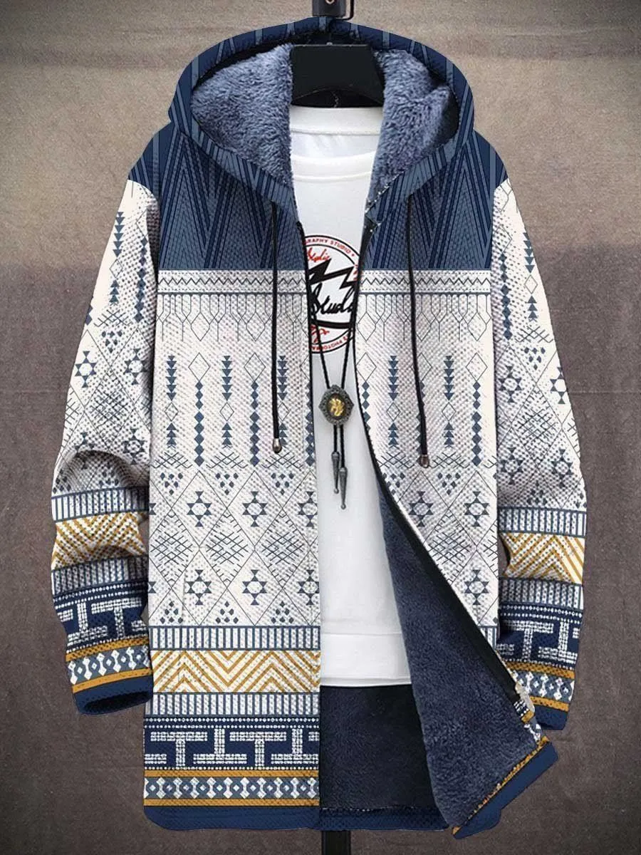 Digital Printed Zipper Hooded Cotton Jacket for Men