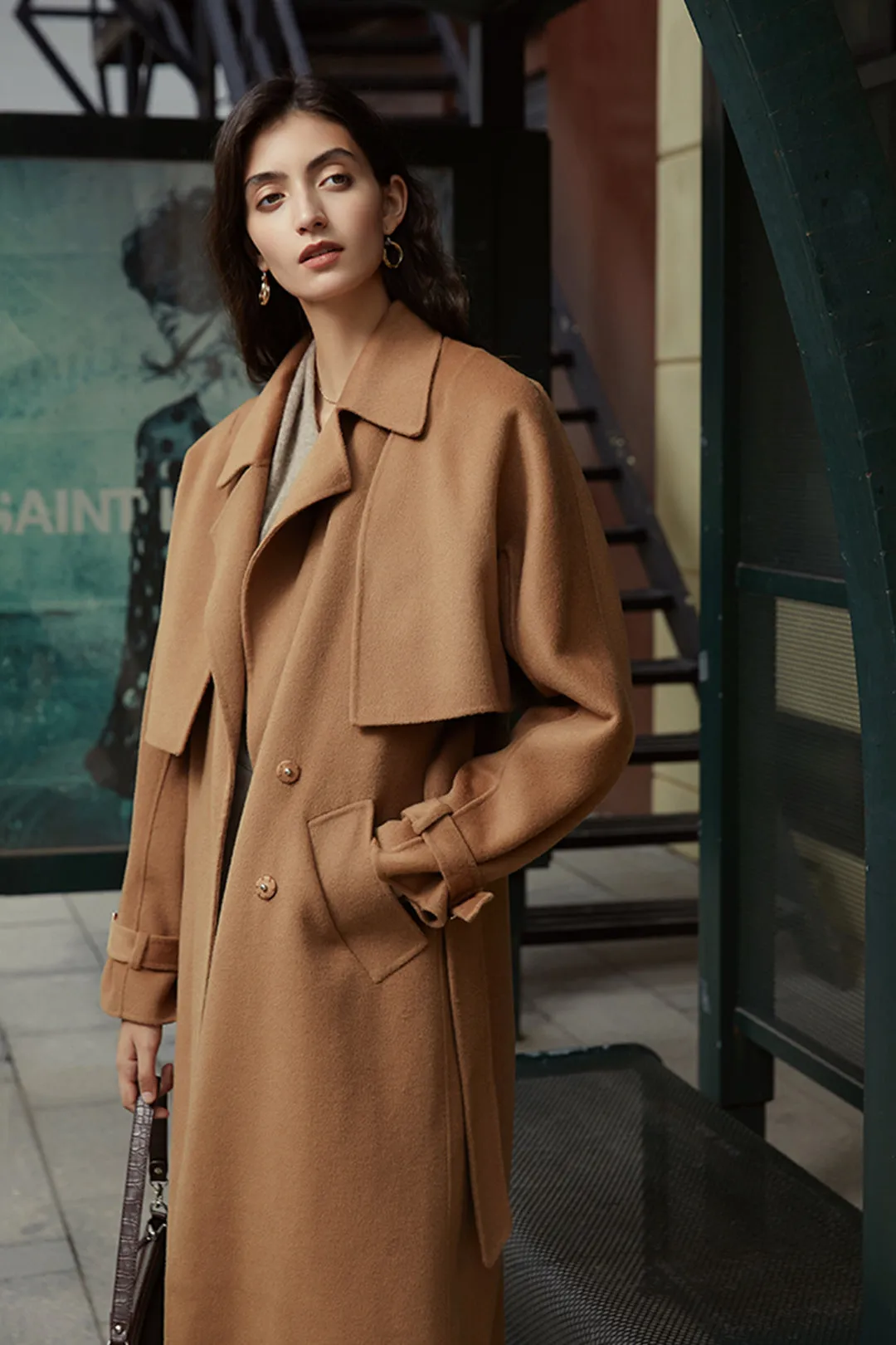 Double-sided two-piece suit | Long trench coat | Commuter trench coat